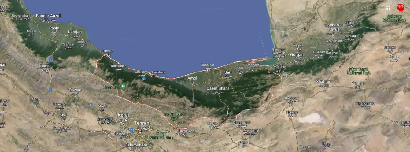 استان مازندران روی نقشه 69687
