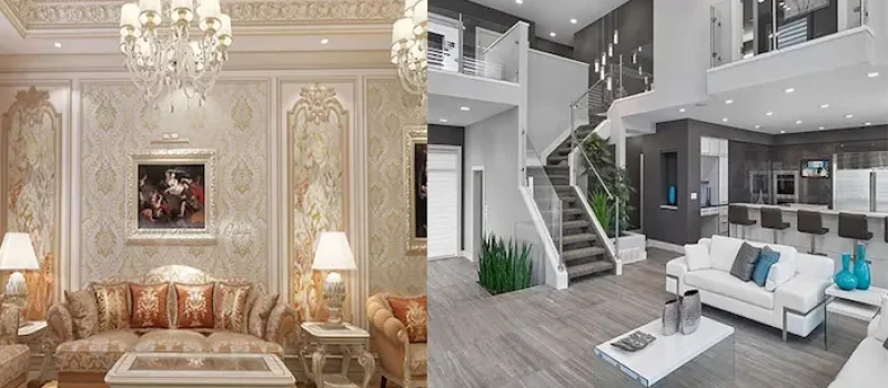 تفاوت دیزاین خانه کلاسیک و مدرن در یک تصویر 87484